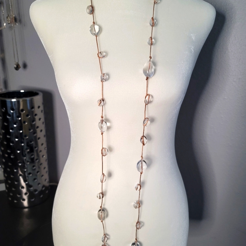Leather and Glass Bead Necklace